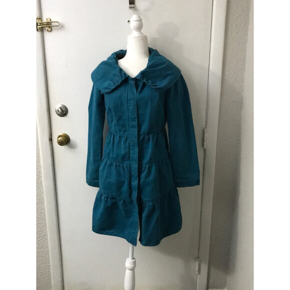 Teal Peacoat Trench Coat M Xhilaration Indie Vanguard Boho Coquette Girl Classic - Picture 1 of 11